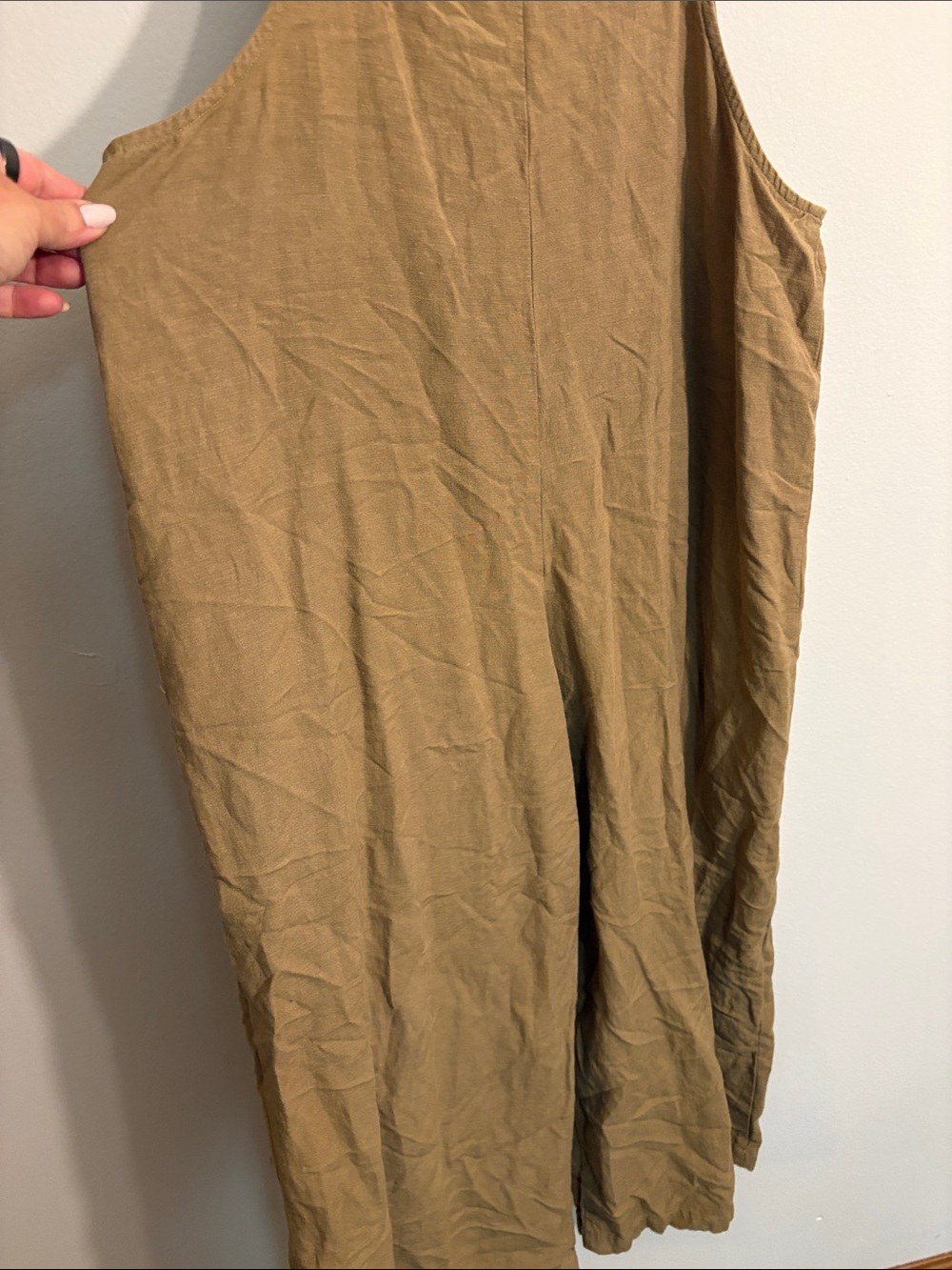 Slouchy Boho Linen Jumpsuit Brown, Medium - Picture 6 of 10